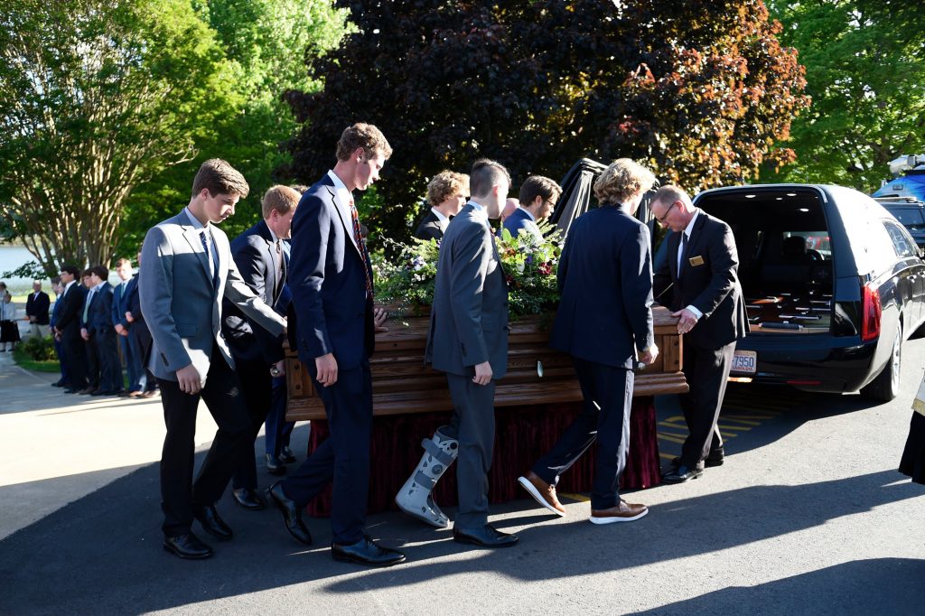 Riley Howell's funeral KATHY KMONICEK/AP/REX/SHUTTERSTOCK